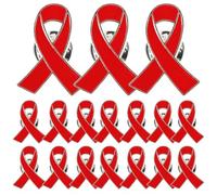 CORHAD 30pièces Broches Ruban Rouge Alliage de Zinc Épingles Caritatives pour Sensibilisation Vih et Sida Accessoires Légers et Durables pour Événements Solidaires