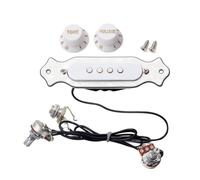 CORHAD 4 Cordes Pickup pour Guitare Cordes Boîte à Cigares Blanc avec Contrôle de Volume et Tonalité Micro Magnétique pour Guitare Acoustique et Électrique Coque Abs et Bobine Cuivre