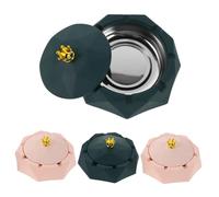 CORHAD 4 Pièces Cendrier de Bureau Acier Inoxydable avec Couvercle Design Couronne Coupe-Vent Lot pour Maison et Restaurant Intérieur Pratique et Décoratif