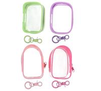 CORHAD 4pcs Mini Figures Keychain Pouch Transparent Portable PU Fer Display Bag for Collectible Figures Home Travel Storage