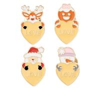 CORHAD 4pièces Lot De Broches Forme De Cœur Accessoires De Noël Pour Vêtements Rennes Et Décorations Festives