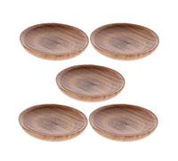 CORHAD 5 Bols à Sauces en Bois 7,5 Cm, Plats Ronds Antidérapants, pour Service à Table, Fêtes de Noël et Dégustation de Sushi