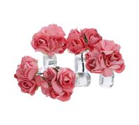 CORHAD 5 Pièces Mini Vase Verre Transparent avec Fleurs Colorées Décoration Miniature pour Maison de Poupée Micro Paysage Ornement de Bureau Pot de Fleur Artificiel Rose