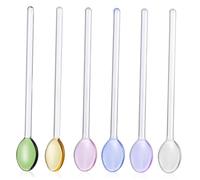 CORHAD 6 pièces Cuillères Verre Longues pour Mélanger Assortiment Coloré Cuillères à Miel et Dessert Ergonomiques pour Thé Café Cocktails et Boissons Froides