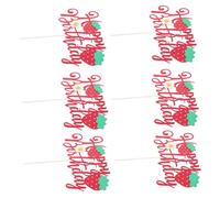 CORHAD 6 Pièces Décorations de Gâteau Fraise Pailletées Cake Toppers Réutilisables pour Anniversaire Garçon Fille Fille Facile à Monter et pour Fête Thème Fruit