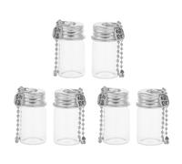 CORHAD 6 Pièces Lot de 6 Mini Bouteilles à Vœux en Verre Transparent 7 ML avec Porte-Clés Métallique, Petites Fioles Cylindriques Décoratives pour Messages, Présents Fête et Mariage,