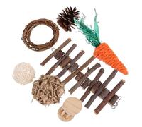 CORHAD 7pièces Hamster Toys Set Molar Chew Rings Rattan Balls Wooden Sticks and Small Drum for Gerbils Mice and Other Small Animals Natural Rat Cage Accessories