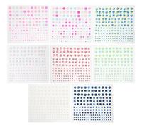 CORHAD 8 Feuilles Autocollants de Perles Colorées Autoadhésives pour Maquillage et Nail Art DIY Stickers Visage Décoratifs pour Beauté et Créations Personnalisées