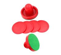 CORHAD Accessoires de Remplacement pour Hockey sur Air 1 Ensemble 2 Poussoirs Rouges 76 Mm, 4 Palets Rouges 51 Mm en Plastique, 2 Tampons en Velours, Jeu D’Arcade à Domicile
