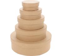 CORHAD aux Normes Postales Lot de 5 Boîtes Rondes en Carton Kraft Boîte Alimentaire pour Présents Décoration pour Décorations de Fête