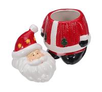 CORHAD Bocal à Bonbons de Noël Céramique Père Noël Boîte Ronde avec Couvercle pour Biscuits et Friandises Pot de Rangement Festif Polyvalent pour Décoration de Table et Cuisine