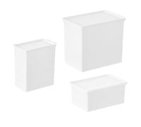 CORHAD Boîte de Rangement Couvercle 3 Pièces Plastique Blanc | Organisateur Ménager Étanche, pour Articles Divers, Linge et Lessive Poudre, Usage Domestique Quotidien