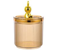 CORHAD Boîte de Rangement Décorative Transparente en Acrylique, Pot Multifonction Doré Motif Lapin Spatial, Organisateur pour Cotons-tiges et Petits Objets, Accessoire de Maison