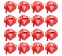 CORHAD Boîtes à Bonbons 20 Pièces Style Chinois Traditionnel Mariage Rouge Pompons en Papier et Polyester, Coffret Élégant pour Anniversaires Autres Occasions