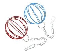 CORHAD Boule Mangeoire Suspendue en Fer Résistante 2 Pcs Rouge Et Bleu pour Cage à Lapin Et Hamster Jouet Distributeur Nourriture Petits Animaux