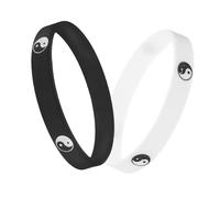 CORHAD Bracelets en Caoutchouc Yin Yang 6.5 CM Style Tai Chi Énergétique Noir et Blanc pour Couples et Hommes Accessoire Chic et Unique