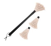 CORHAD Brosse à Barbecue Manche en Bois de Caoutchouc et 2 Têtes de Rechange, Accessoire pour Badigeonner Huile, pour Griller en Extérieur Style Aléatoire