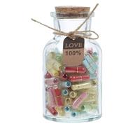 CORHAD Capsules Décoratives en Lot de 100 Set de Bouteilles en Verre Transparentes Bouchon en Liège Mini Notes pour Messages Romantiques Idée Présent Couple pour Saint-Valentin et
