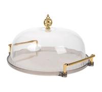 CORHAD Cloche à gâteau transparente ronde en plastique avec plateau, assiette à dessert multifonction pour thé de l'après- et présentation de fruits