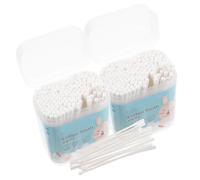 CORHAD Cotons-tiges pour Bébé 400 Pièces Embouts Ronds Spirale en Coton Naturel Blanc, Coton-tige pour Nettoyage Oreilles et Nez Bébé, Écouvillons Nasaux Sûrs et Multi-usages