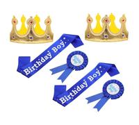 CORHAD Ensemble de 2 Couronnes d'anniversaire pour Garçons Bleu Foncé Bandeau d'anniversaire Écharpe Étoilée et Badge Accessoires Fête Garçon et Filles pour 16 et 18 Ans Décoration
