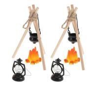 CORHAD Ensemble de 2 Miniatures Feu de Camp pour Maison de Poupée Décor Hivernal de Camping Miniature Pot Suspendu Fausses Flammes Réalistes Accessoires Loisirs Créatifs pour Scène