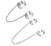 CORHAD Ensemble de bagues gothiques Punk en alliage argent 1 Set Bague manchette avec chaîne ouverte pour femmes en costume party