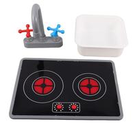 CORHAD Ensemble la Cuisine Garçon et Filles 3 Pièces en Plastique avec Plaque Induction Électronique, Évier Carré et Robinet, de Cuisinière Électrique Lumineux et Sonore, Jeu D’Imitation