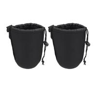 CORHAD Étui à Lentilles et Isolation Thermique en Néoprène Noir 2pcs Crochet, Protection Antichoc Design Élastique Ajustable, Pratique et Professionnel pour Objectif D'appareil Photo