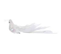 CORHAD Figurine Paon Décorative Artificielle en Mousse à Plumage Simulées, 20 Cm Blanc, Ornement Intérieur Léger pour Jardin, Bureau et Étagère, Décoration Exotique et Originale