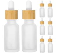CORHAD Flacons D'huiles Essentielles avec Pipette Compte-gouttes 20ml en Verre Lot de 8 Design Mat et Anneau en Bambou, pour Soins DIY et Voyages