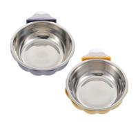 CORHAD Gamelle pour Animaux De Compagnie Multifonction Antirouille en Acier Inoxydable Suspendue 2 Pièces Jaune Et Bleu pour Chien Et Chat Domestique