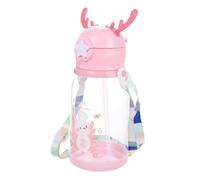 CORHAD Gourde Garçon Fille avec Intégrée Tasse Antidéversement Bouteille Forêt Rose avec Design de Cerf pour Tout Garçon Fille Réutilisable pour Activités Extérieures