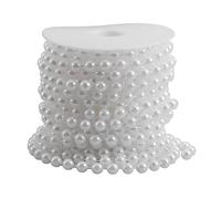 CORHAD Guirlande de Perles Nacrées Blanches Chaîne de Perles Acryliques sur Fil Coton Décorations Mariage Accessoires DIY Rideaux Perlés Ajustables