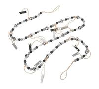 CORHAD Guirlande Porte-photos Murale 119 Cm avec Pinces, Corde en Perles de Bois à Motif Noir, Pompons Décoratifs, à Suspendre Photo pour Chambre, Décoration Intérieure et Affichage