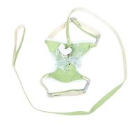 CORHAD Harnais Ajustable pour Chien L Taille 9-18 Kg en Maille Respirante Verte avec Motif Fléché et Pompon Lapin, Laisse Confortable pour Promenade, Harnais Poitrine Sécurisé pour