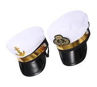 CORHAD Lot de 2 Couvre-Chefs pour Animaux de Compagnie Chapeaux Décoratifs pour Chiens et Chats Taille Unique Motifs Marin et Capitaine Accessoires Légers pour Séance Photo et Fête