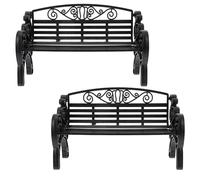 CORHAD Lot de 2 Mini Bancs Décoratifs Noirs en Plastique pour Maison de Poupée Modèles Réalistes de Bancs de Parc Accessoires pour Jardin de Fées et Maquettes Meubles Miniatures pour