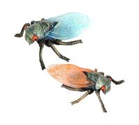 CORHAD Lot de 2 Modèles d'Insectes Cigales en Plastique Figurines Réalistes Bleu et Orange Décor Éducatif pour Bureau Chambre ou Jardin Simulé et Ornement Naturel
