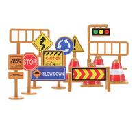 CORHAD Lot de 2 Sets de Jeux de Panneaux de Signalisation Miniatures en Plastique, 15 Pièces, Éducatif pour Garçon et Filles, Jeu D’Imitation Routière, Apprentissage Sécurité,