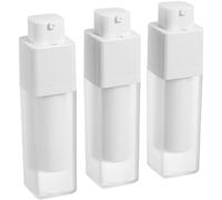 CORHAD Lot de 3 Flacons Cosmétiques Carrés 30ml en Plastique Réutilisable, Bouteilles de Voyage sous Vide pour Lotions et Crèmes, pour Soins Peau en Déplacement