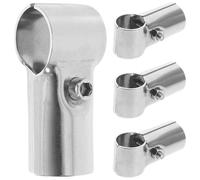 CORHAD Lot de 4 Pinces en Acier Inoxydable Argenté pour Serrage et Clôture, Design en T pour Fixer Double Tube de 25mm, Résistant la Déformation, sans Soudure