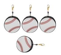 CORHAD Lot de 4 Porte-Monnaie en Forme de Ballon de Sport - Étui Porte-clés Baseball en Fer-Blanc - Pochette zippée pour Bijoux - de Voyage pour écouteurs, Colliers, Bracelets et Boucles d'oreilles
