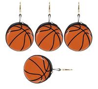 CORHAD Lot de 4 Porte-Monnaie en Forme de Ballon de Sport - Étui Porte-clés Basket-Ball en Fer-Blanc - Pochette zippée pour Bijoux - de Voyage pour écouteurs, Colliers, Bracelets et Boucles