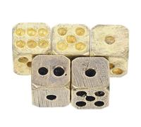 CORHAD Lot de 5 Dés en Cuivre Massif, Petits Accessoires de Jeu de Dés en Métal, Finition Couleur Naturelle ou Vieillie, Gros Points Lisibles, pour Jeux de Table, Bars Couleur Aléatoire