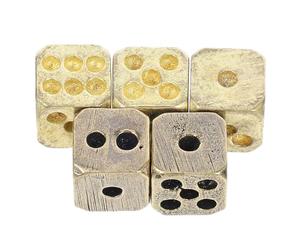 CORHAD Lot de 5 Dés en Cuivre Massif, Petits Accessoires de Jeu de Dés en Métal, Finition Couleur Naturelle ou Vieillie, Gros Points Lisibles, pour Jeux de Table, Bars Couleur Aléatoire