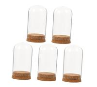 CORHAD Lot de 5 Dômes en Verre Transparent 7x12 Cm avec Bouchon en Liège, Cloches Décoratives pour Fleurs Stabilisées, Pots Micro-paysages et Décoration Intérieure Élégante