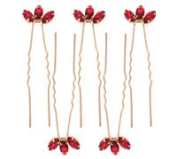 CORHAD Lot de 5 Épingles à Cheveux en U Rouges à Strass Accessoires Coiffure Mariage et Fête Alliage de Zinc Taille Marquise Adaptées à Différents Types de Cheveux Élégance Solide