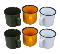 CORHAD Lot de 6 mugs émaillés rouges, tasses à thé vintage en émail, usage restaurant et maison, nettoyage aisé, style rétro, bordure lisse sans éclats Couleur Aléatoire