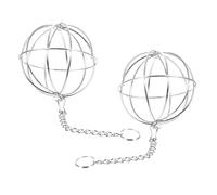 CORHAD Mangeoire Suspendue de Boule pour Alimentation et Recherche de Nourriture en Acier Inoxydable Argenté Lot de 2 Pièces pour Poules